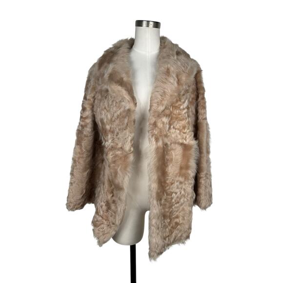Vintage Tan Curly Lamb Fur Coat